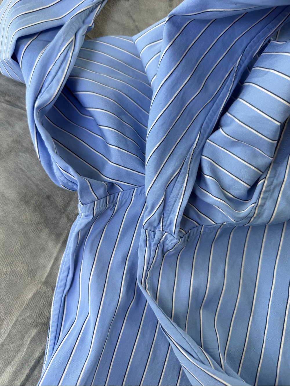 "Lauren Ralph Lauren Blue I& White Striped Blouse with Ruffles." - Picture 9 of 9